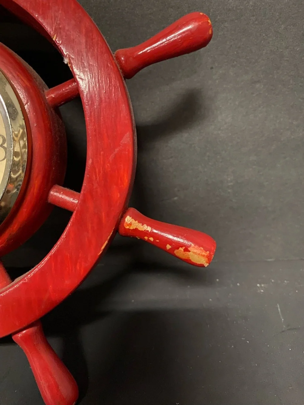 Red Ship Wheel Wall Quartz Clock - Nautical Home Decor